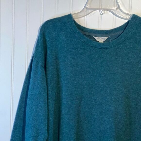 Orvis Cozy Soft Crewneck Sweater Women’s XLarge Green Relaxed Fit Pullover - Picture 2 of 12